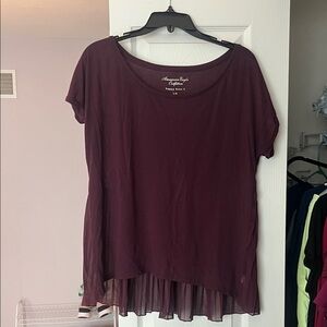 American Eagle Outfitters Maroon Short Sleeve Top